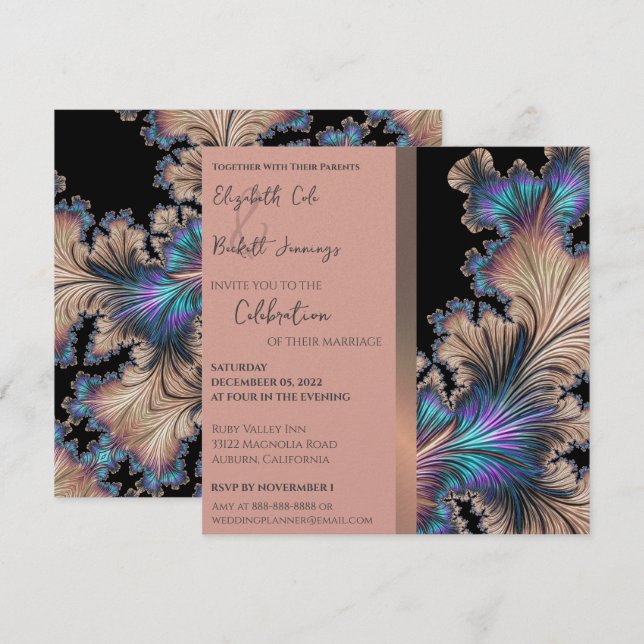 Chic Fraktal Hochzeit Einladung (Vorne/Hinten)