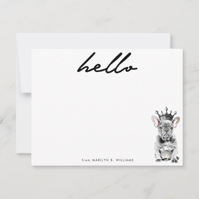 Chic French Bulldog Frenchie Liebe Royal Stationer Mitteilungskarte (Vorderseite)
