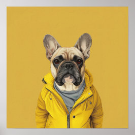 Chic French Bulldog in der Gelben Jacket Poster