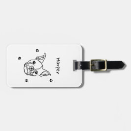 Chic French Bulldog Line Art: Bearbeiten Sie Ihren Gepäckanhänger