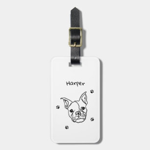 Chic French Bulldog Line Art: Bearbeiten Sie Ihren Gepäckanhänger