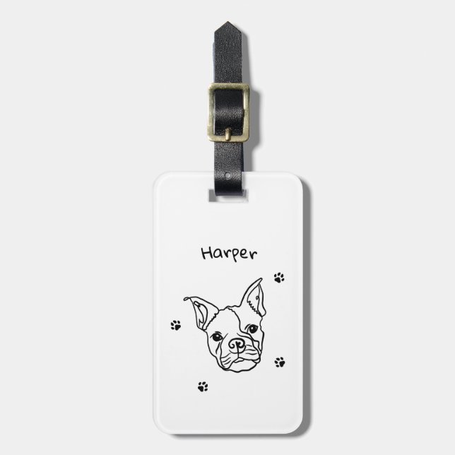 Chic French Bulldog Line Art: Bearbeiten Sie Ihren Gepäckanhänger (Vorderseite vertikal)