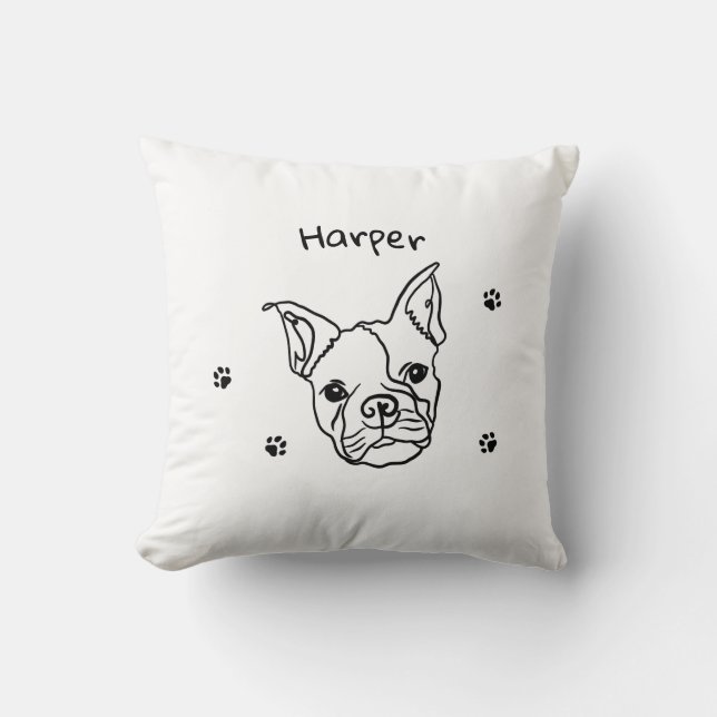 Chic French Bulldog Line Art: Bearbeiten Sie Ihren Kissen (Vorderseite)