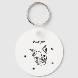 Chic French Bulldog Line Art: Bearbeiten Sie Ihren Schlüsselanhänger
