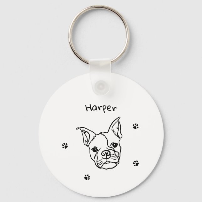 Chic French Bulldog Line Art: Bearbeiten Sie Ihren Schlüsselanhänger (Vorderseite)