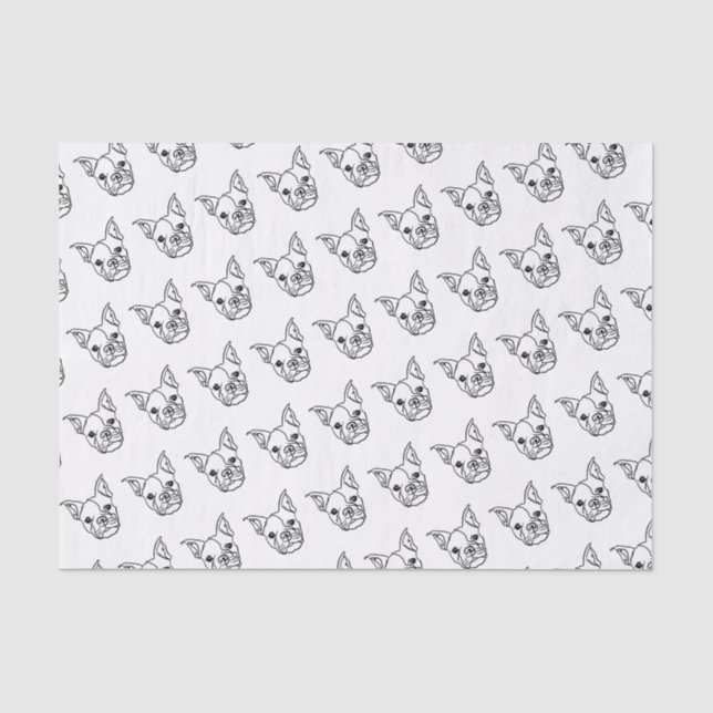 Chic French Bulldog Line Art: Bearbeiten Sie Ihren Seidenpapier (Vorderseite)
