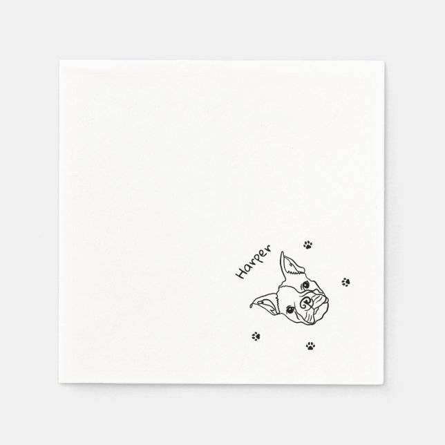 Chic French Bulldog Line Art: Bearbeiten Sie Ihren Serviette (Vorderseite)