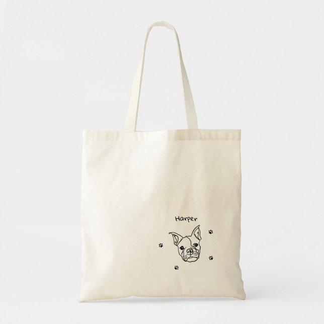 Chic French Bulldog Line Art: Bearbeiten Sie Ihren Tragetasche (Vorne)