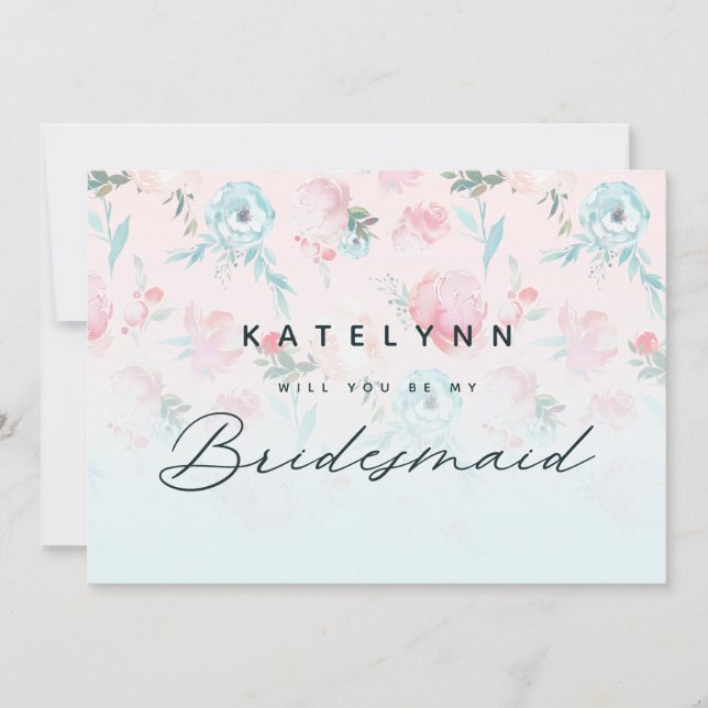 Chic French Garden Floral Bridesmaid Vorschlag Car (Vorderseite)
