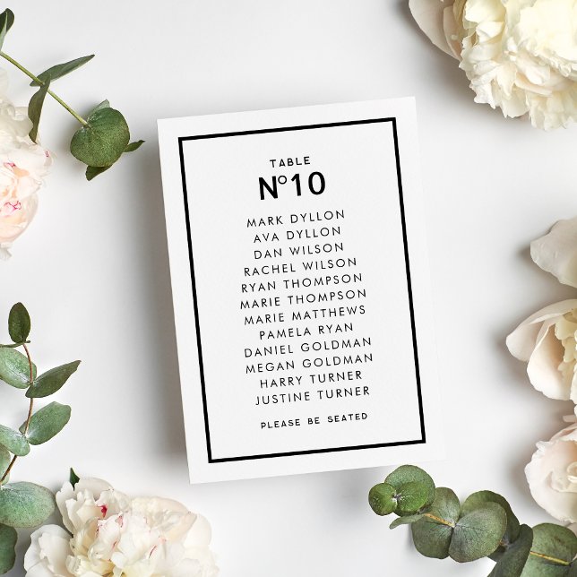 Chic French Monochrome Minimal Wedding Tischnummer (Von Creator hochgeladen)