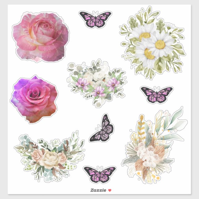 Chic fresh bridal  wonderful flowers foliage aufkleber (Blatt)