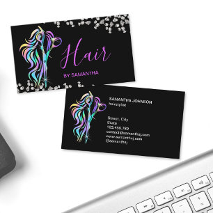 Chic Friseur Typografie Holografie Schere Visitenkarte