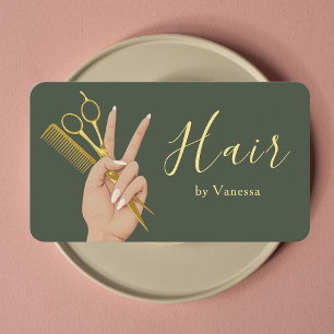 Chic Friseursalon Friseur Friseuse Hellgrün Visitenkarte