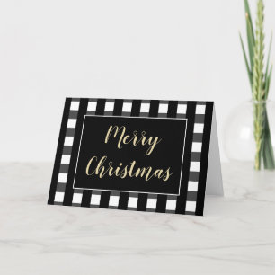 Chic Frohe Weihnachten Schwarz-Weiß Karierten Blan Karte