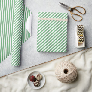 Chic-Frühlings-Mintgrün-Weiß-Streifen-Muster Geschenkpapier