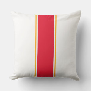 Chic Fun Bright Red White Two Tone Racing Streifen Kissen