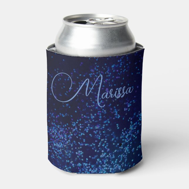 Chic Fun Personalisiert Midnite Blue Confetti Dosenkühler (Kanne Vorderseite)