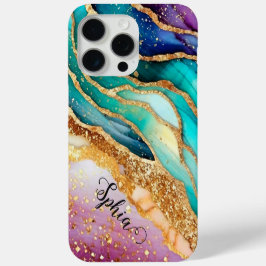 Chic Funkelnd Glitzer Golden Rainbow Agate Glamour Case-Mate iPhone Hülle
