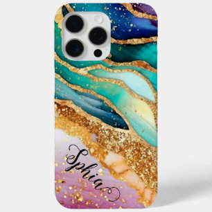 Chic Funkelnd Glitzer Golden Rainbow Agate Glamour Case-Mate iPhone Hülle
