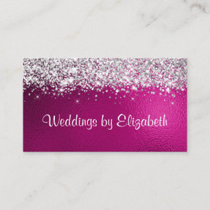 Chic Funkelnd Silver Glitzer Hot Pink Foil Visitenkarte