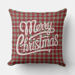Chic funkelnde karierte Weihnachten Kissen
