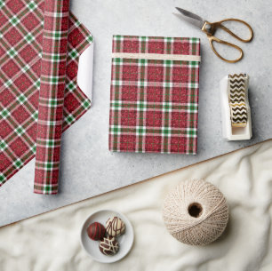 Chic funkelndes kariertes Weihnachten Geschenkpapier