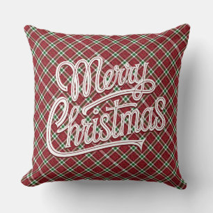 Chic funkelndes kariertes Weihnachts- Kissen