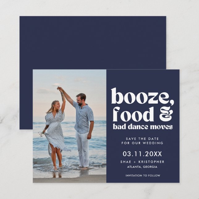 Chic Funny Wedding Foto Save the Date Ankündigung (Vorne/Hinten)