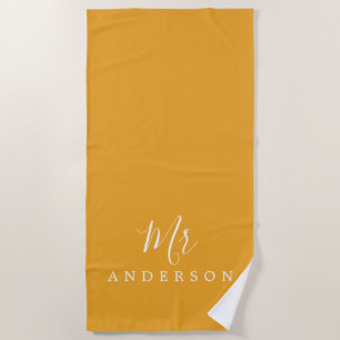 Chic Future Herr Mellow Yellow Monogram Beach Hand Strandtuch