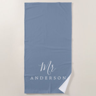 Chic Future Mr. Faded Denim Blue Monogram Strandtuch