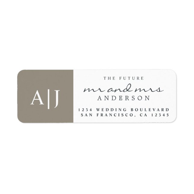 Chic Future Mr. Monogram Wedding Rücksendeadresse (Vorne)