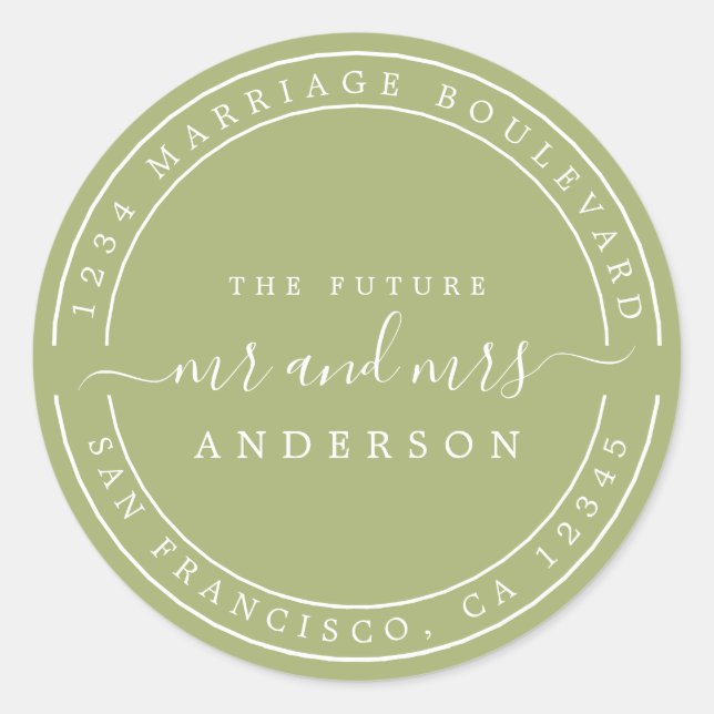 Chic Future Mr. Wedding Rücksendeadresse Green C Runder Aufkleber (Vorderseite)