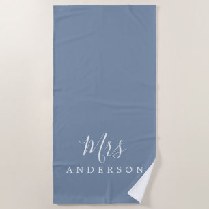 Chic Future Mrs. Faded Denim Blue Monogram Strandtuch