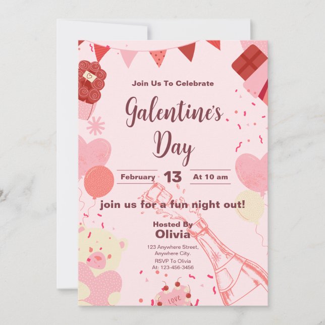 Chic Galentine's Day Celebration Einladungskarte (Vorderseite)