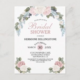 Chic Garden Blossom Blush Pink Brautparty Postkarte