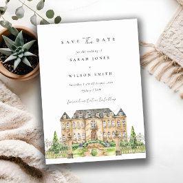 Chic Garden Schloss Wasserfarbener Save the Date K Dankeskarte