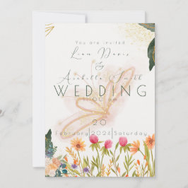 Chic Garden Sunrise Butterly Wedding Einladung