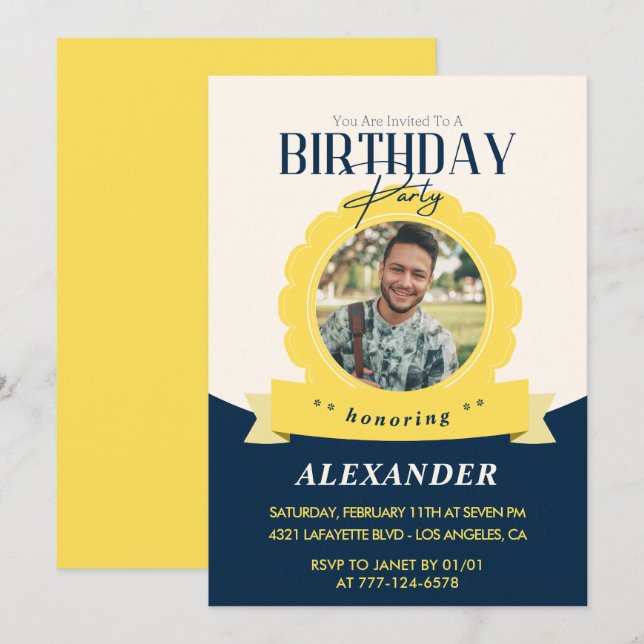 Chic Geburtstag 28. Geburtstag Einladung Modern (Vorne/Hinten)