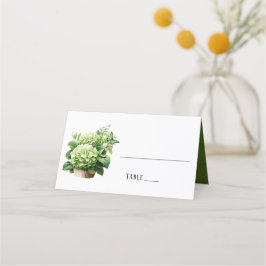 Chic Geen Hydrangea Butterfly Wedding Platzkarte