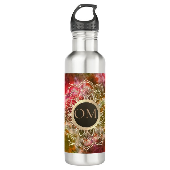 Chic Gefärbte Krawatte OM Mandala Edelstahlflasche (Vorderseite)
