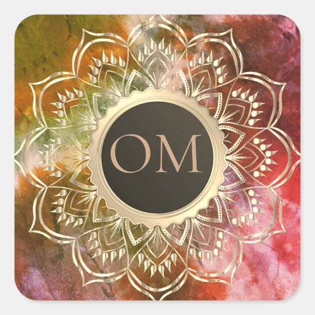 Chic Gefärbte Krawatte OM Mandala Quadratischer Aufkleber (Vorderseite)