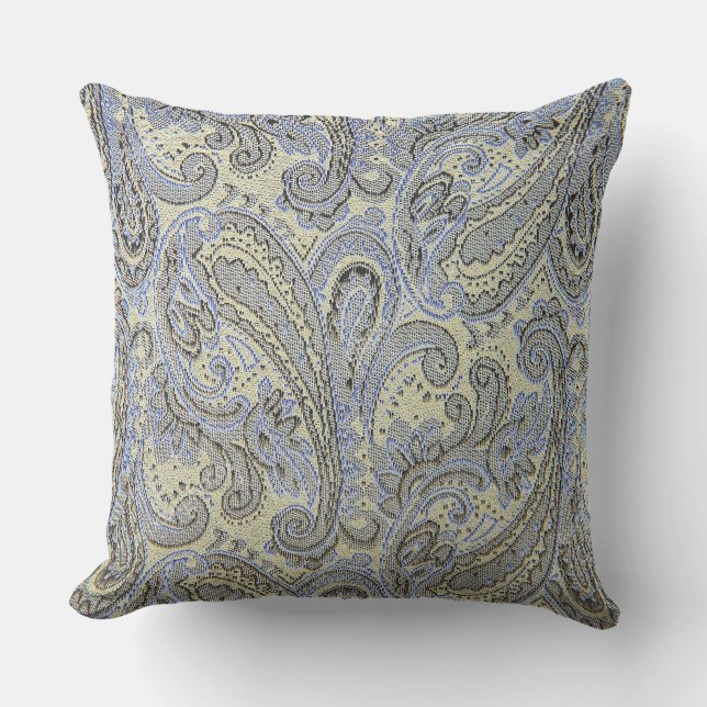 Chic Gelb-Grün und Grau-Paisley-Kissen Kissen (Vorderseite)