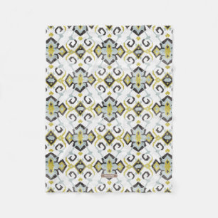 Chic gelbes und graues ikat-Stammesmuster Fleecedecke