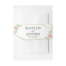 Chic Geometric Gold Foil Floral Wedding Einladungsbanderole