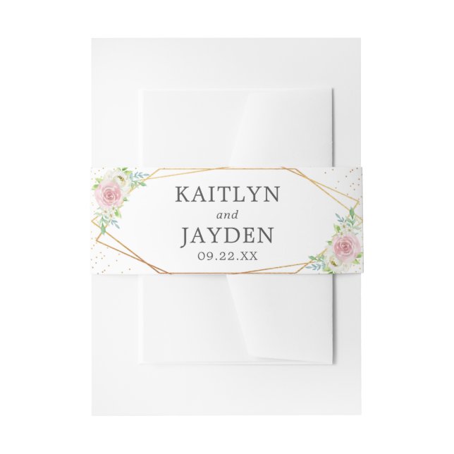 Chic Geometric Gold Foil Floral Wedding Einladungsbanderole (Vorderseite Beispiel)