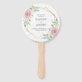 Chic Geometric Gold Foil Floral Wedding Fächer