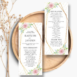 Chic Geometric Gold Foil Floral Wedding Programm