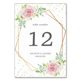 Chic Geometric Gold Foil Floral Wedding Tischnummer