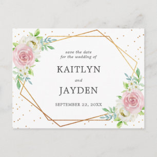Chic Geometric Gold Foil Save the Date Ankündigungspostkarte
