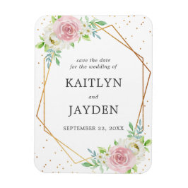 Chic Geometric Gold Foil Save the Date Magnet